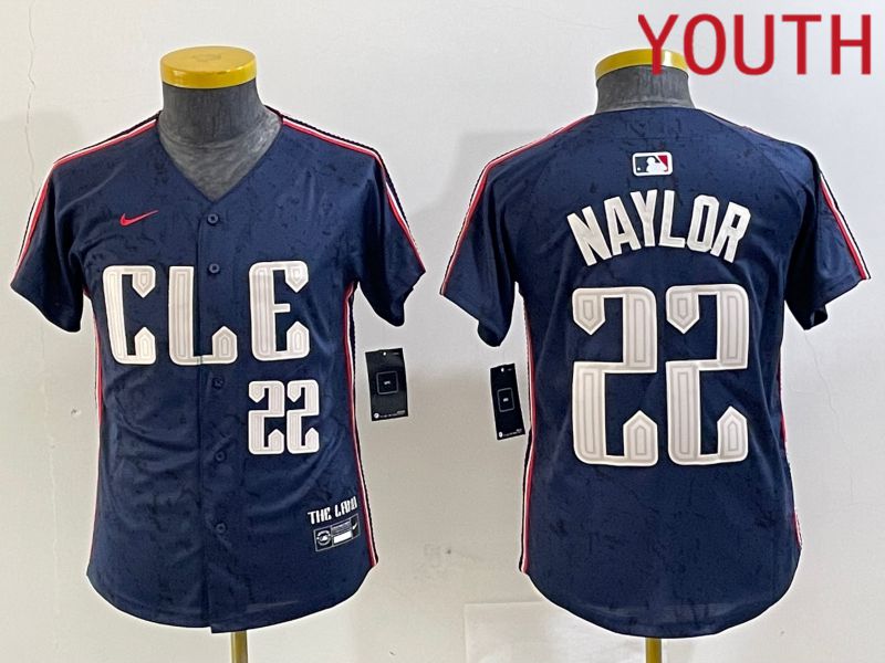 Youth Cleveland Indians #22 Naylor Blue City Edition Nike 2024 MLB Jersey style 4->youth mlb jersey->Youth Jersey